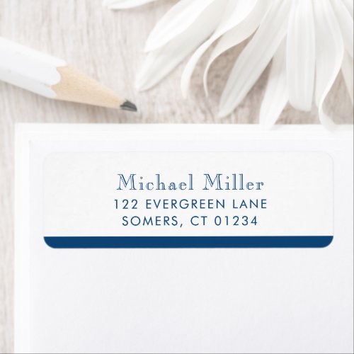 Minimalist Stripe Navy Blue Personalized Address Label