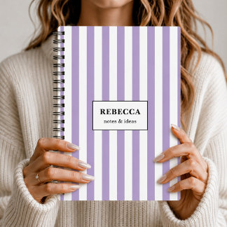 Minimalist Striped Custom Pastel Lined Workbook Notebook
