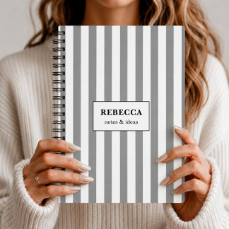 Minimalist Striped Custom Pastel Lined Workbook Notebook
