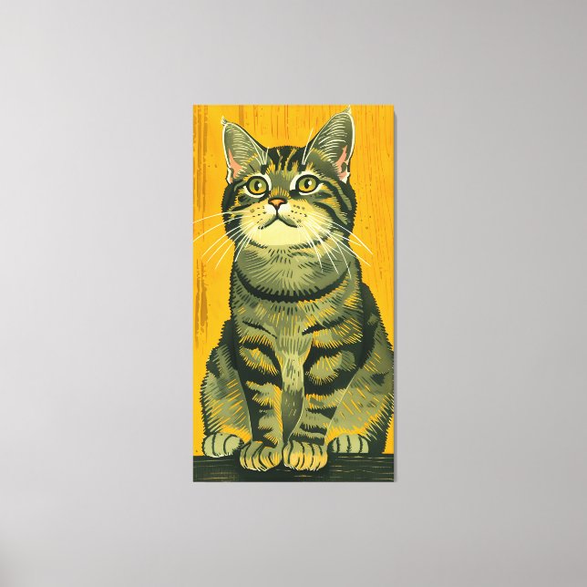 Minimalist Striped Gray Tabby  Canvas Print (Front)