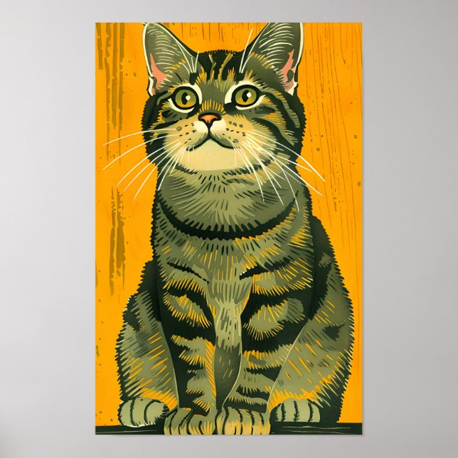 Minimalist Striped Gray Tabby  Poster (Front)