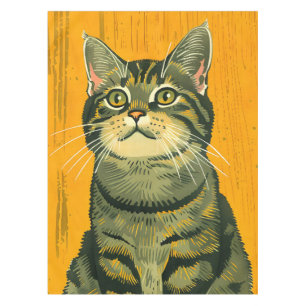 Minimalist Striped Gray Tabby  Tablecloth
