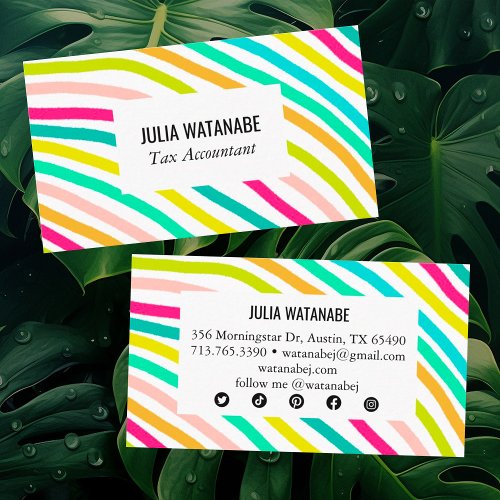 Minimalist Stripes Handmade Lines SocialMedia Icon Business Card