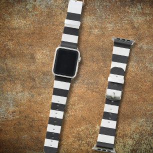 Minimalist stripes of black and white apple watch band