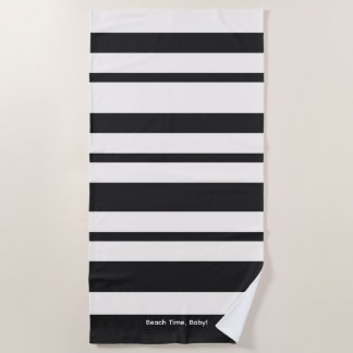 Minimalist stripes of black and white beach towel