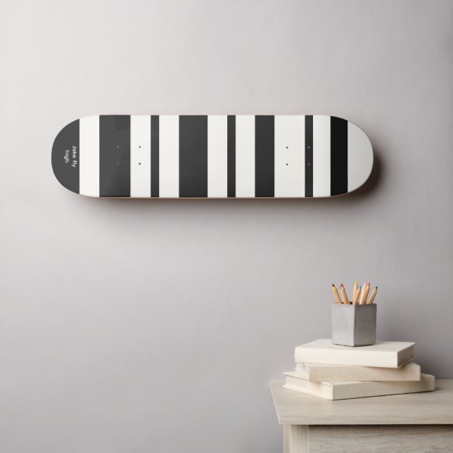 Minimalist stripes of black and white skateboard (Wall Art (Horz))