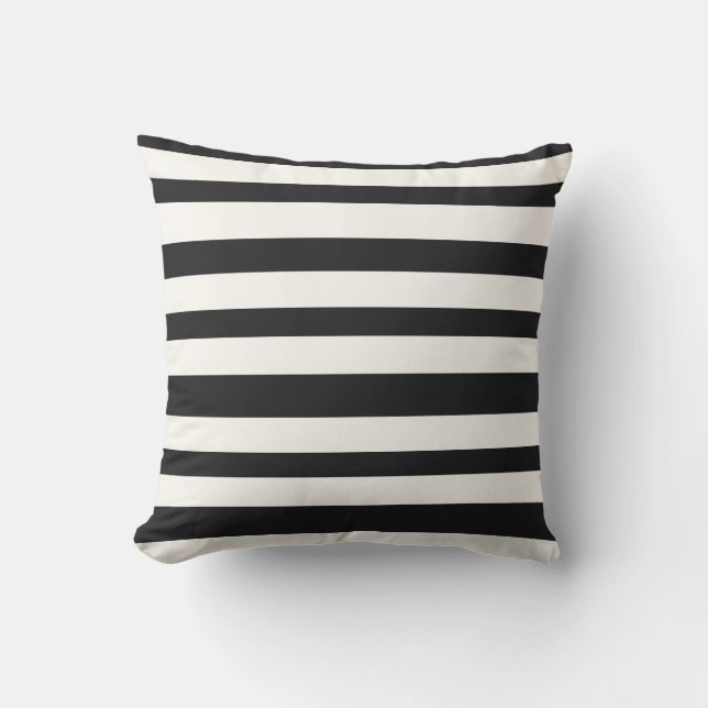 Minimalist stripes of black and white throw pillow (Front)