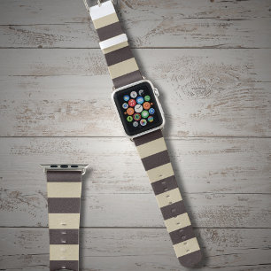 Minimalist stripes of coffee brown and sand apple watch band