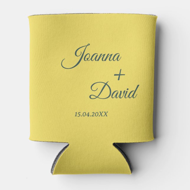 Minimalist Style | Calligraphy Font Wedding Can Cooler (Front)