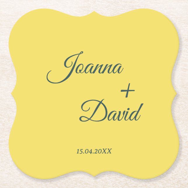 Minimalist Style | Calligraphy Font Wedding Paper Coaster (Front)