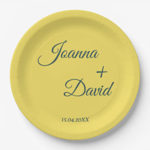 Minimalist Style   Calligraphy Font Wedding Paper Plates