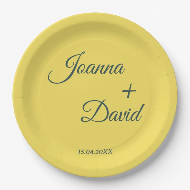 Minimalist Style | Calligraphy Font Wedding Paper Plates (Front)