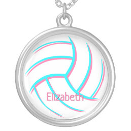 minimalist style custom girls volleyball silver plated necklace