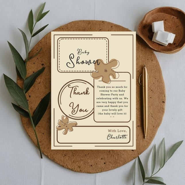 Minimalist Style Flower Baby Shower Thank You Card (Creator Uploaded)