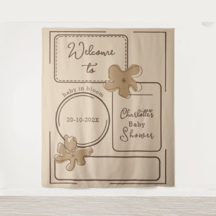 Minimalist Style Flower Notes Baby Shower Backdrop