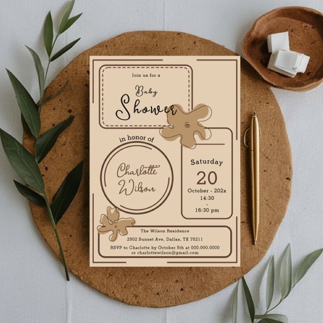 Minimalist Style Flower Notes Baby Shower Invitation (Creator Uploaded)
