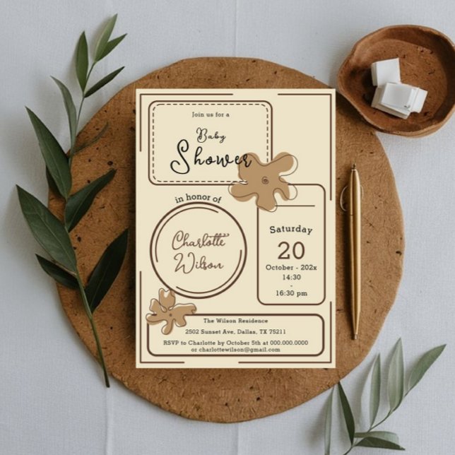 Minimalist Style Flower Notes Baby Shower Invitation (Creator Uploaded)