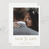 Minimalist Style Gold | One Photo Save The Date (Front/Back)