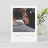 Minimalist Style Gold | One Photo Save The Date (Standing Front)
