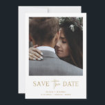 Minimalist Style Gold | One Photo Save The Date<br><div class="desc">This simple and elegant faux gold and white wedding save the date card features your personal photo on the front,  with a mix of modern handwritten script and bold serif text. There is room for additional information on the back,  including your wedding website.</div>