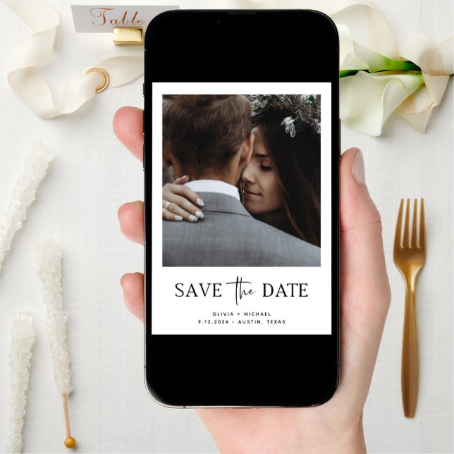 Minimalist Style | One Photo and QR Code Save The Date (Front Digital)