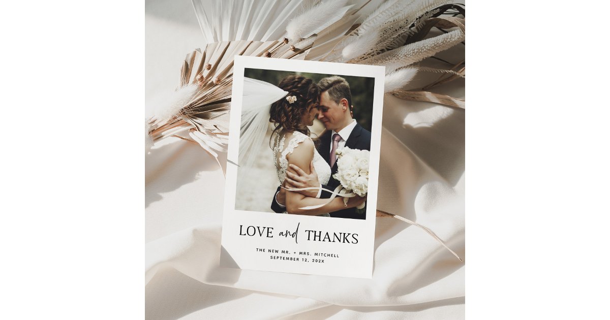 Minimalist Style | One Photo Wedding Thank You Card | Zazzle