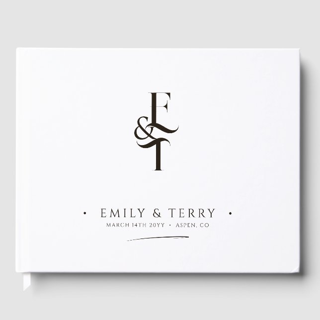 Minimalist Style Personalized Monogram Wedding Guest Book (Front)
