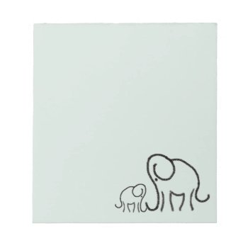 Minimalist Stylised Cute Elephants Mum And Baby Notepad by EleSil at Zazzle