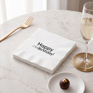 Minimalist stylish black and white  birthday party napkins