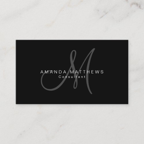 Minimalist Stylish Black Gray Monogram Name Business Card