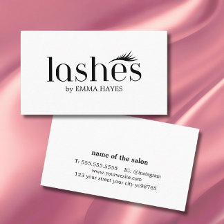 Minimalist Stylish Black White Lash Artist Business Card