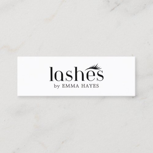 Minimalist Stylish Black White Lash Artist Mini Business Card
