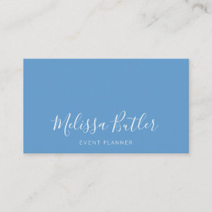Minimalist Stylish Calligraphy Blue Business Card