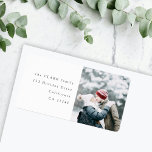 Minimalist Stylish Christmas Photo Return Address Label<br><div class="desc">A stylish holiday photor eturn address label with classic typography in black on a clean simple white background. The photo and text can be easily customized for a personal touch. A simple, minimalist and contemporary christmas design to stand out this holiday season! The image shown is for illustration purposes only...</div>