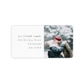 Minimalist Stylish Christmas Photo Return Address Label (Front)