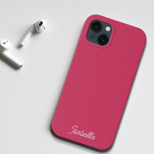 Minimalist Stylish Dark Pink Purple Simple Name iPhone 13 Case