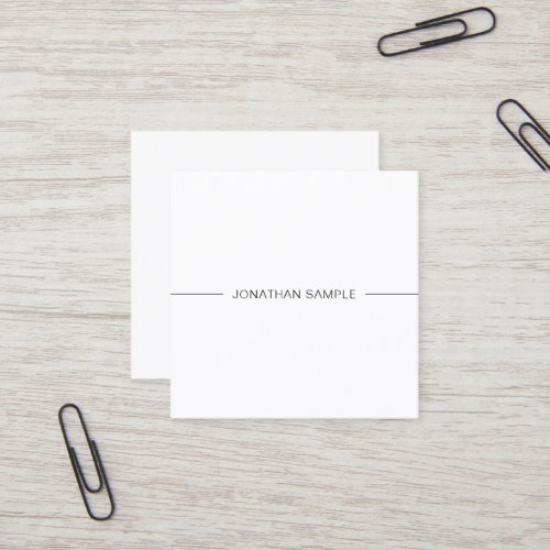 Minimalist Stylish Design White Professional Plain Square Business Card