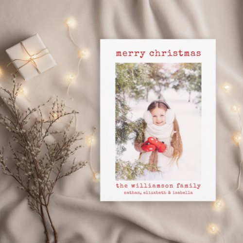 Minimalist Stylish Family Photo Christmas Card
