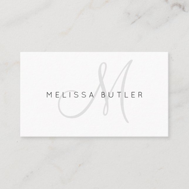 Minimalist Stylish Gray Monogram Business Card (Front)