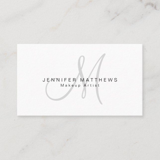 Minimalist Stylish Gray Monogram Name Business Card (Front)