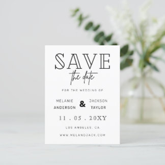 Minimalist Stylish Handwritten Save the Date Announcement Postcard