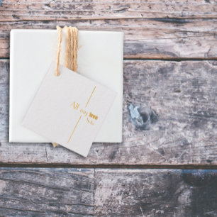 Minimalist stylish letter Square Foil Favor Tags