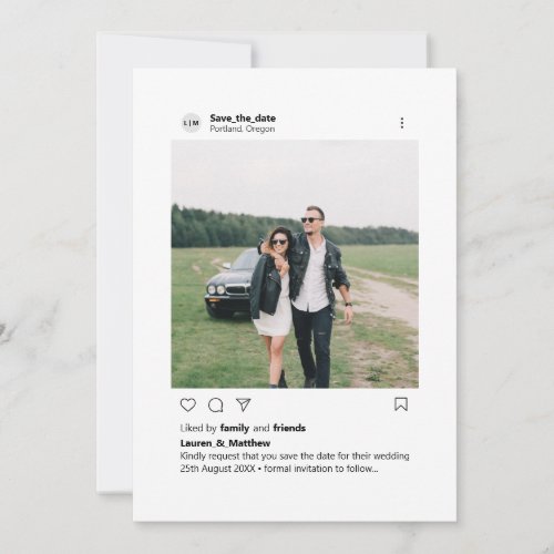 Minimalist Stylish Modern Custom Photo Instagram Save The Date