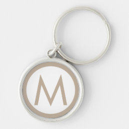Minimalist Stylish Monogram Initial Beige Keychain
