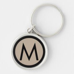 Minimalist Stylish Monogram Initial Black Beige Keychain