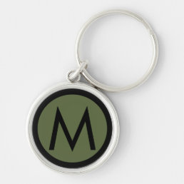 Minimalist Stylish Monogram Initial Black Olive Keychain