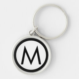 Minimalist Stylish Monogram Initial Black White Keychain