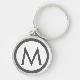 Minimalist Stylish Monogram Initial Gray Keychain