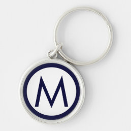 Minimalist Stylish Monogram Initial Navy Keychain