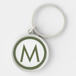 Minimalist Stylish Monogram Initial Olive Keychain